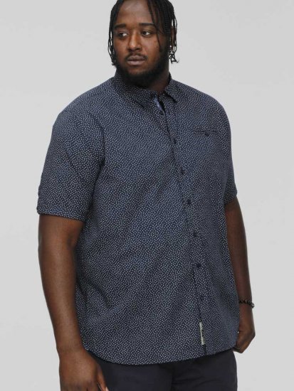 D555 BRODY S/S Micro AO Print Shirt Navy - Camicie - Camicie Taglie Forti Uomo