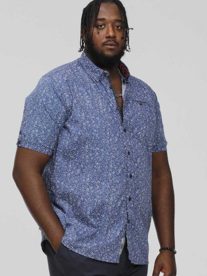 D555 KYLE S/S Micro AO Print Shirt Blue - Camicie - Camicie Taglie Forti Uomo