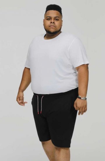 D555 STEFAN1 Elasticated Waist Loop Back Shorts Black - Pantaloni & pantaloncini tuta - Pantaloni Tuta Uomo Taglie Forti