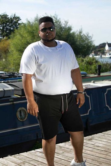 D555 STEFAN1 Elasticated Waist Loop Back Shorts Black - Pantaloni & pantaloncini tuta - Pantaloni Tuta Uomo Taglie Forti