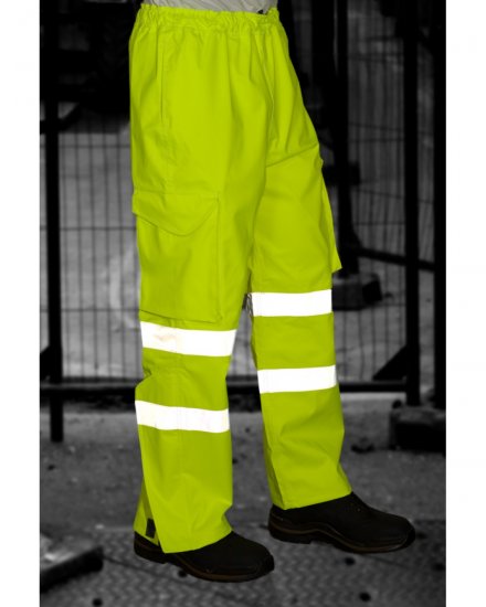 Leo Instow Breathable Executive Cargo Rain pants Hi-Vis Yellow - Abbigliamento da lavoro - Abbigliamento da Lavoro Taglie Forti Uomo