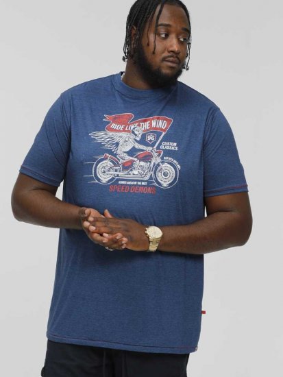 D555 BRADFORD Skeleton Biker Printed T-Shirt Navy - Magliette - Magliette Uomo Taglie Forti