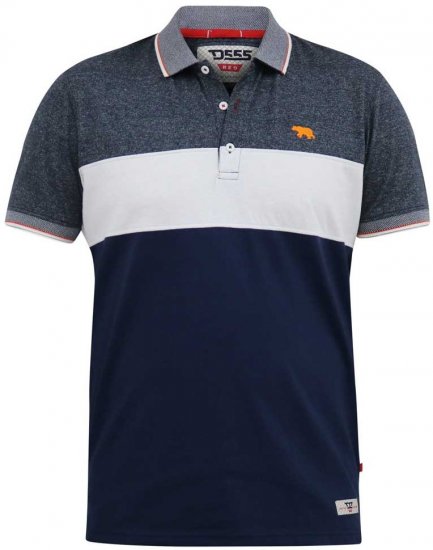 D555 EMERSON Cut And Sew Polo With Jacquard Collar Navy - Polo - Polo Uomo Taglie Forti