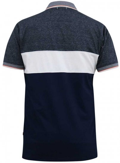 D555 EMERSON Cut And Sew Polo With Jacquard Collar Navy - Polo - Polo Uomo Taglie Forti