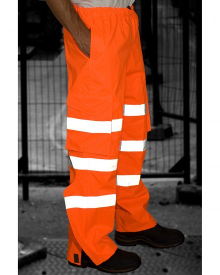 Leo Instow Breathable Executive Cargo Rain pants Hi-Vis Orange - Abbigliamento da lavoro - Abbigliamento da Lavoro Taglie Forti Uomo
