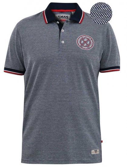 D555 KEMSTON Birds Eye Pique Polo Navy/White - Polo - Polo Uomo Taglie Forti