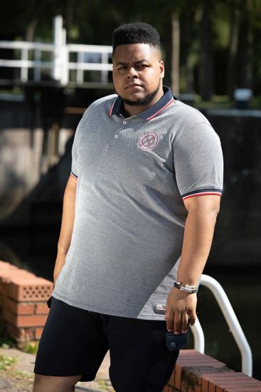 D555 KEMSTON Birds Eye Pique Polo Navy/White - Polo - Polo Uomo Taglie Forti