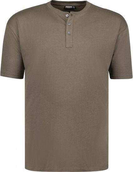 Adamo Silas Regular fit Serafino T-shirt Khaki - Magliette - Magliette Uomo Taglie Forti