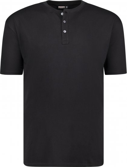 Adamo Silas Regular fit Serafino T-shirt Black - Magliette - Magliette Uomo Taglie Forti