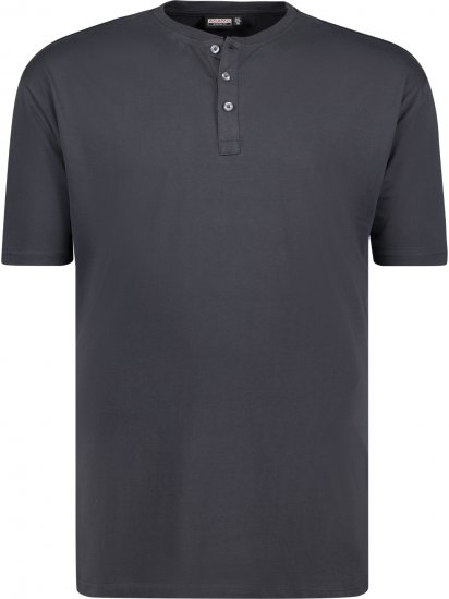 Adamo Silas Regular fit Serafino T-shirt Charcoal - Magliette - Magliette Uomo Taglie Forti