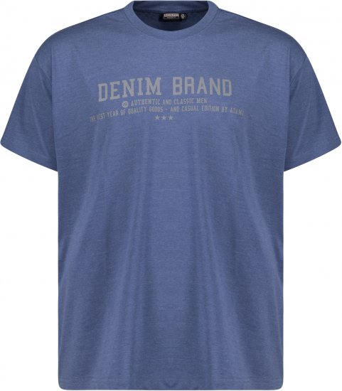 Adamo Simon Regular fit Printed T-shirt Denim Blue - Magliette - Magliette Uomo Taglie Forti