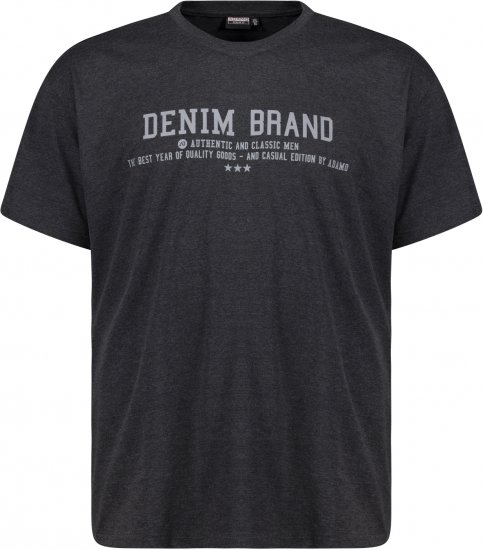 Adamo Simon Regular fit Printed T-shirt Charcoal - Magliette - Magliette Uomo Taglie Forti