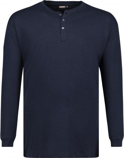 Adamo Sven Regular fit Serafino Long sleeve T-shirt Navy - Magliette - Magliette Uomo Taglie Forti