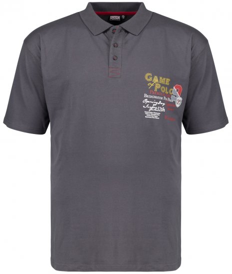 Adamo Perth Printed Polo Shirt Charcoal - Polo - Polo Uomo Taglie Forti