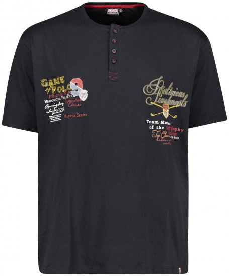 Adamo Dundee Printed Serafino T-shirt Black - Magliette - Magliette Uomo Taglie Forti