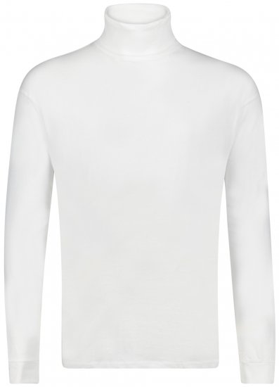 Adamo Fabio Comfort fit Turtleneck Long sleeve T-shirt White - Magliette - Magliette Uomo Taglie Forti