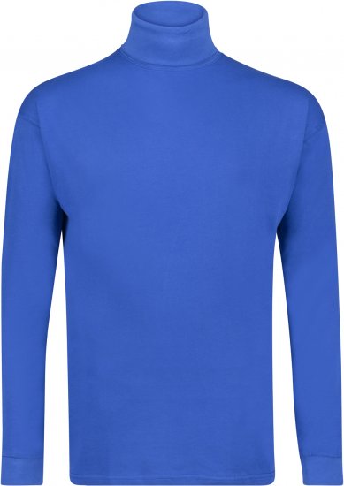 Adamo Fabio Comfort fit Turtleneck Long sleeve T-shirt Royal blue - Magliette - Magliette Uomo Taglie Forti