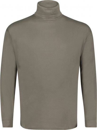 Adamo Fabio Comfort fit Turtleneck Long sleeve T-shirt Khaki - Magliette - Magliette Uomo Taglie Forti