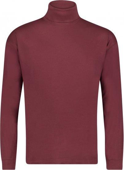 Adamo Fabio Comfort fit Turtleneck Long sleeve T-shirt Burgundy - Magliette - Magliette Uomo Taglie Forti