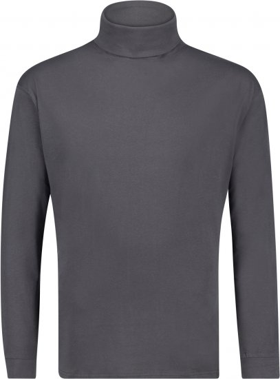 Adamo Fabio Comfort fit Turtleneck Long sleeve T-shirt Charcoal - Magliette - Magliette Uomo Taglie Forti