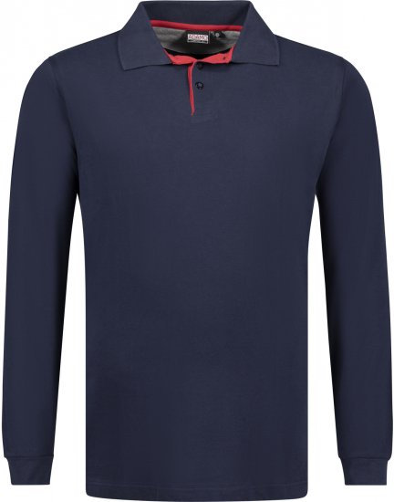 Adamo Peter Comfort fit Long sleeve Polo Navy - Polo - Polo Uomo Taglie Forti