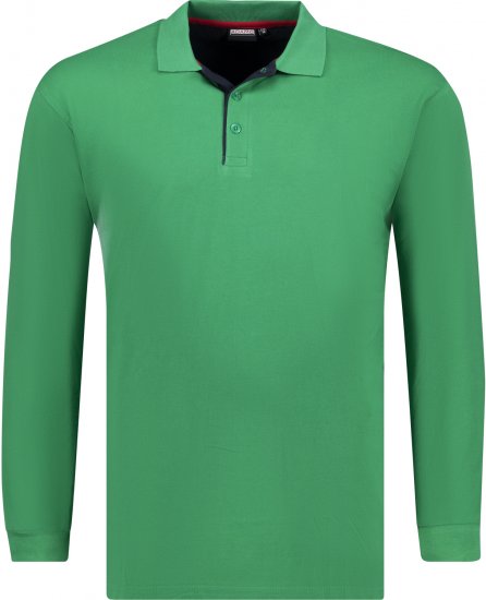 Adamo Peter Comfort fit Long sleeve Polo Green - Polo - Polo Uomo Taglie Forti