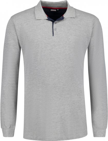 Adamo Peter Comfort fit Long sleeve Polo Grey - Polo - Polo Uomo Taglie Forti
