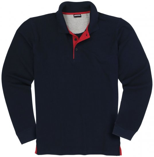Adamo Peter Comfort fit Long sleeve Polo Navy - Polo - Polo Uomo Taglie Forti