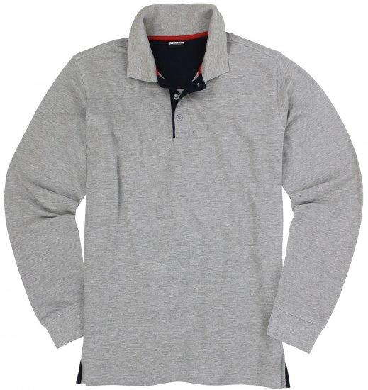 Adamo Peter Comfort fit Long sleeve Polo Grey - Polo - Polo Uomo Taglie Forti