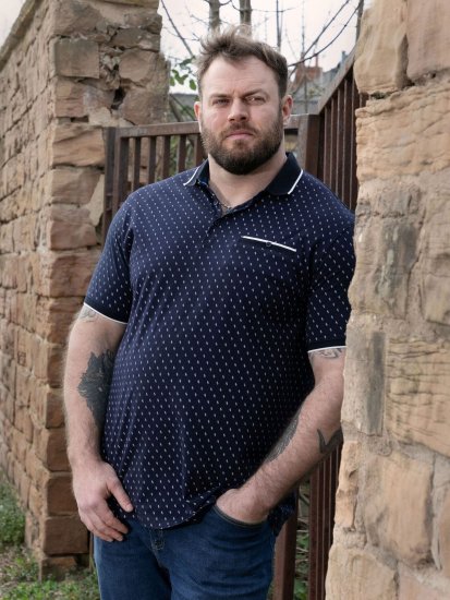 D555 Reid AOP Polo With Jacquard Collar, Pocket And Cuffs Blu navy - Polo - Polo Uomo Taglie Forti
