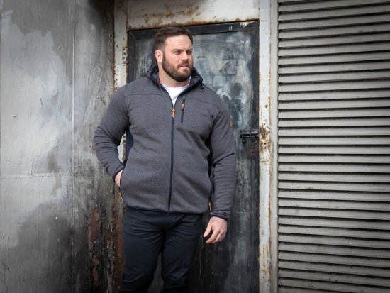 D555 Conrad Detachable Hood Bonded Fleece Zip Through Hoody Blu navy - Felpe & felpe con cappuccio - Felpe & Felpe con Cappuccio Uomo Taglie Forti