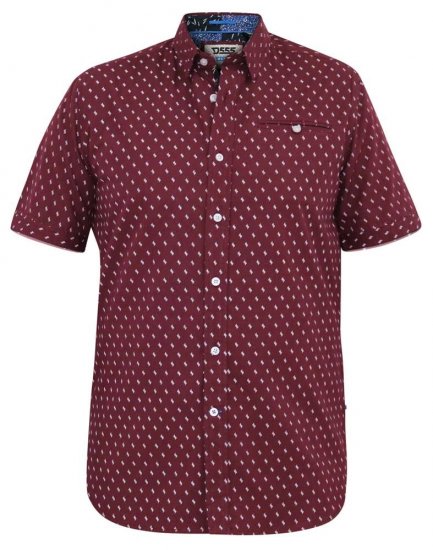 D555 DUNSTABLE S/S Micro AO Print Shirt Burgundy - Camicie - Camicie Taglie Forti Uomo