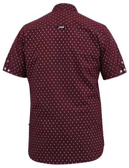 D555 DUNSTABLE S/S Micro AO Print Shirt Burgundy - Camicie - Camicie Taglie Forti Uomo