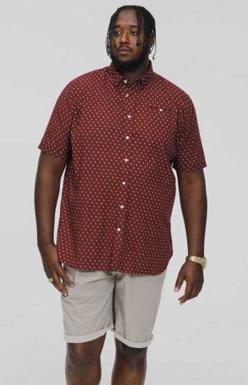 D555 DUNSTABLE S/S Micro AO Print Shirt Burgundy - Camicie - Camicie Taglie Forti Uomo