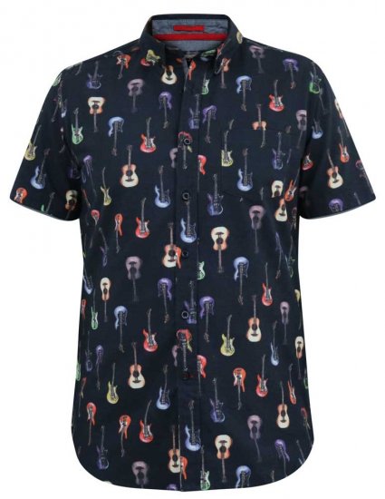 D555 BARRATT Guitar AO Printed Button Down Collar S/S Shirt - Camicie - Camicie Taglie Forti Uomo