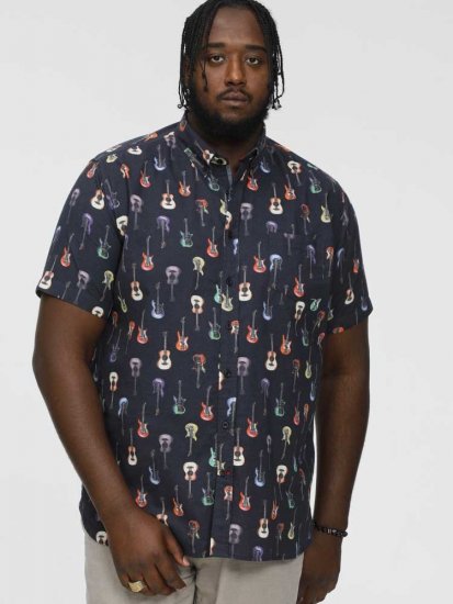 D555 BARRATT Guitar AO Printed Button Down Collar S/S Shirt - Camicie - Camicie Taglie Forti Uomo
