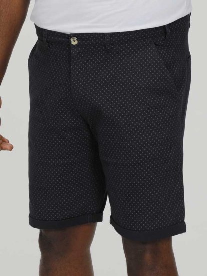D555 DUDLEY AO Printed Stretch Chino Shorts Navy - Shorts - Pantaloncini Uomo Taglie Forti