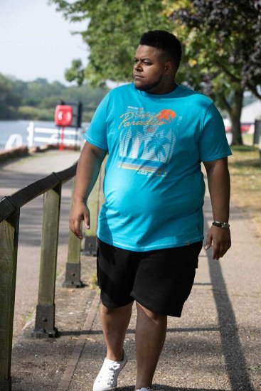 D555 AARON Surfers Paradise Printed Crew Neck T-Shirt Turquoise - Magliette - Magliette Uomo Taglie Forti