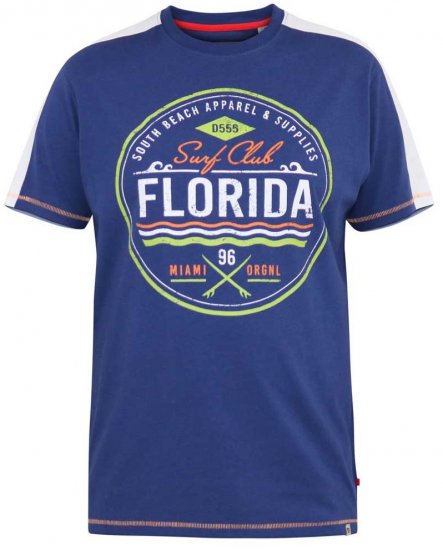 D555 CADMAN Florida Surf Club Printed Crew Neck T-Shirt - Magliette - Magliette Uomo Taglie Forti