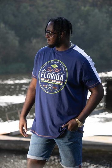 D555 CADMAN Florida Surf Club Printed Crew Neck T-Shirt - Magliette - Magliette Uomo Taglie Forti