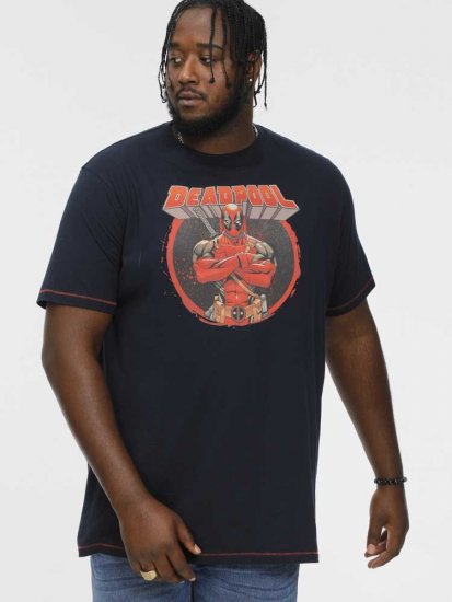 D555 WADE Official Deadpool Printed T-Shirt Dark Navy - Magliette - Magliette Uomo Taglie Forti