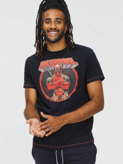 D555 WADE Official Deadpool Printed T-Shirt Dark Navy - Magliette - Magliette Uomo Taglie Forti