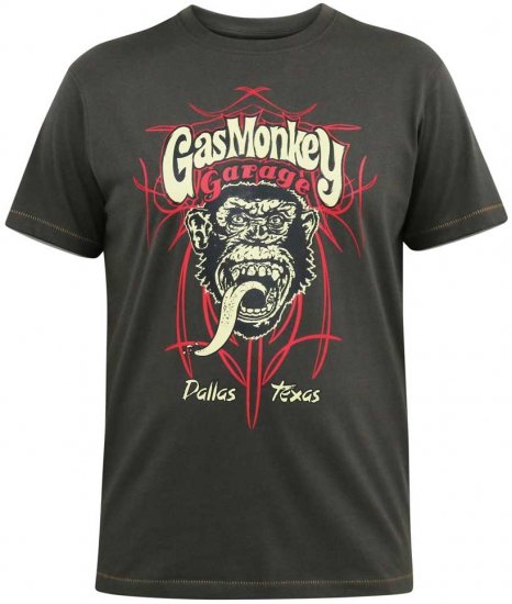 D555 DALLAS Official Gas Monkey Printed Crew Neck T-Shirt Khaki - Magliette - Magliette Uomo Taglie Forti