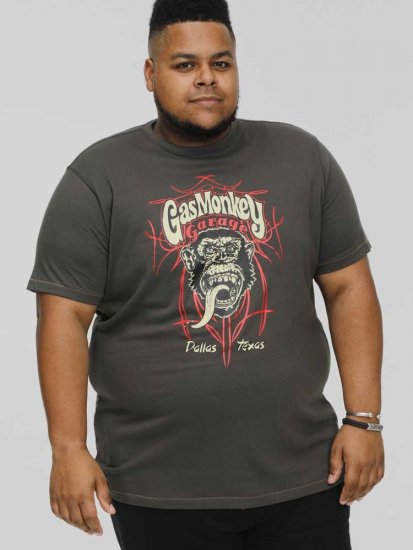 D555 DALLAS Official Gas Monkey Printed Crew Neck T-Shirt Khaki - Magliette - Magliette Uomo Taglie Forti