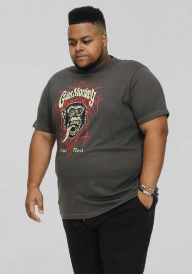 D555 DALLAS Official Gas Monkey Printed Crew Neck T-Shirt Khaki - Magliette - Magliette Uomo Taglie Forti