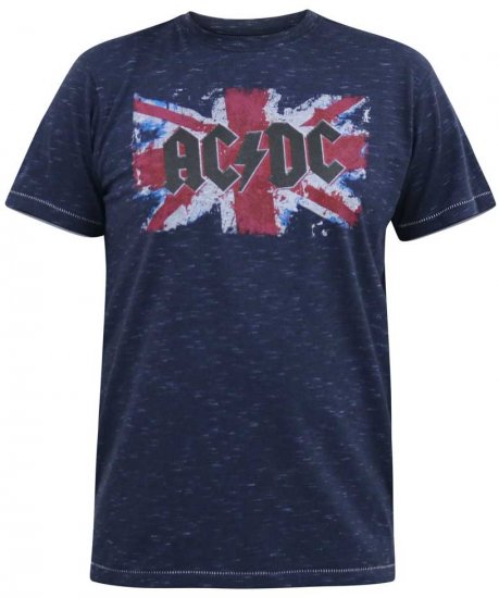D555 DENNIS Official AC/DC Printed Crew Neck T-Shirt Navy Reno - Magliette - Magliette Uomo Taglie Forti