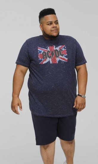 D555 DENNIS Official AC/DC Printed Crew Neck T-Shirt Navy Reno - Magliette - Magliette Uomo Taglie Forti