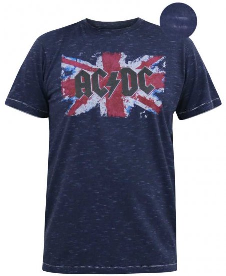 D555 DENNIS Official AC/DC Printed Crew Neck T-Shirt Navy Reno - Magliette - Magliette Uomo Taglie Forti