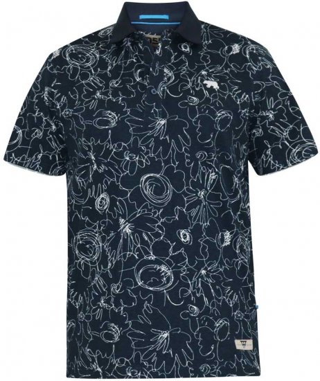 D555 ROLAND Printed Polo Shirt Navy - Polo - Polo Uomo Taglie Forti