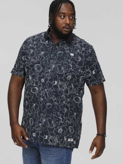 D555 ROLAND Printed Polo Shirt Navy - Polo - Polo Uomo Taglie Forti